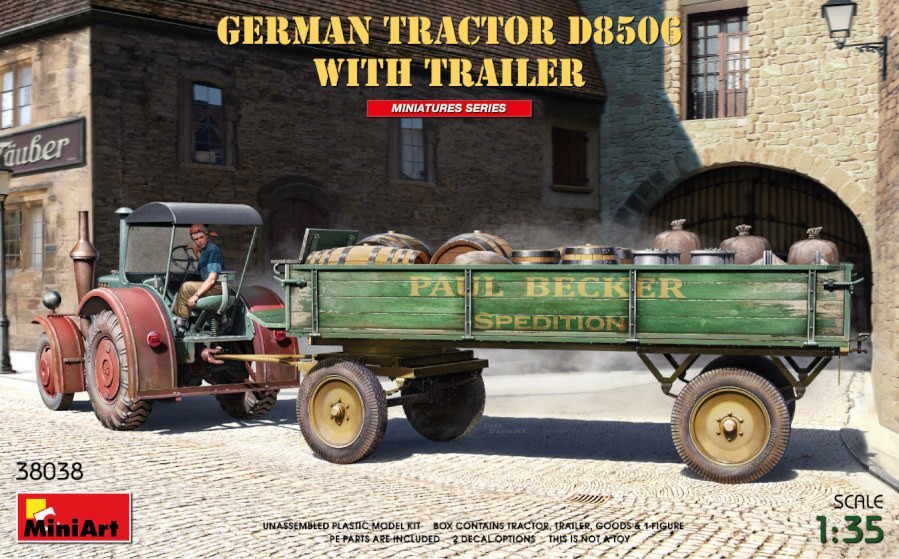 Сборная модель MiniArt German Tractor D8506 with Trailer (135)