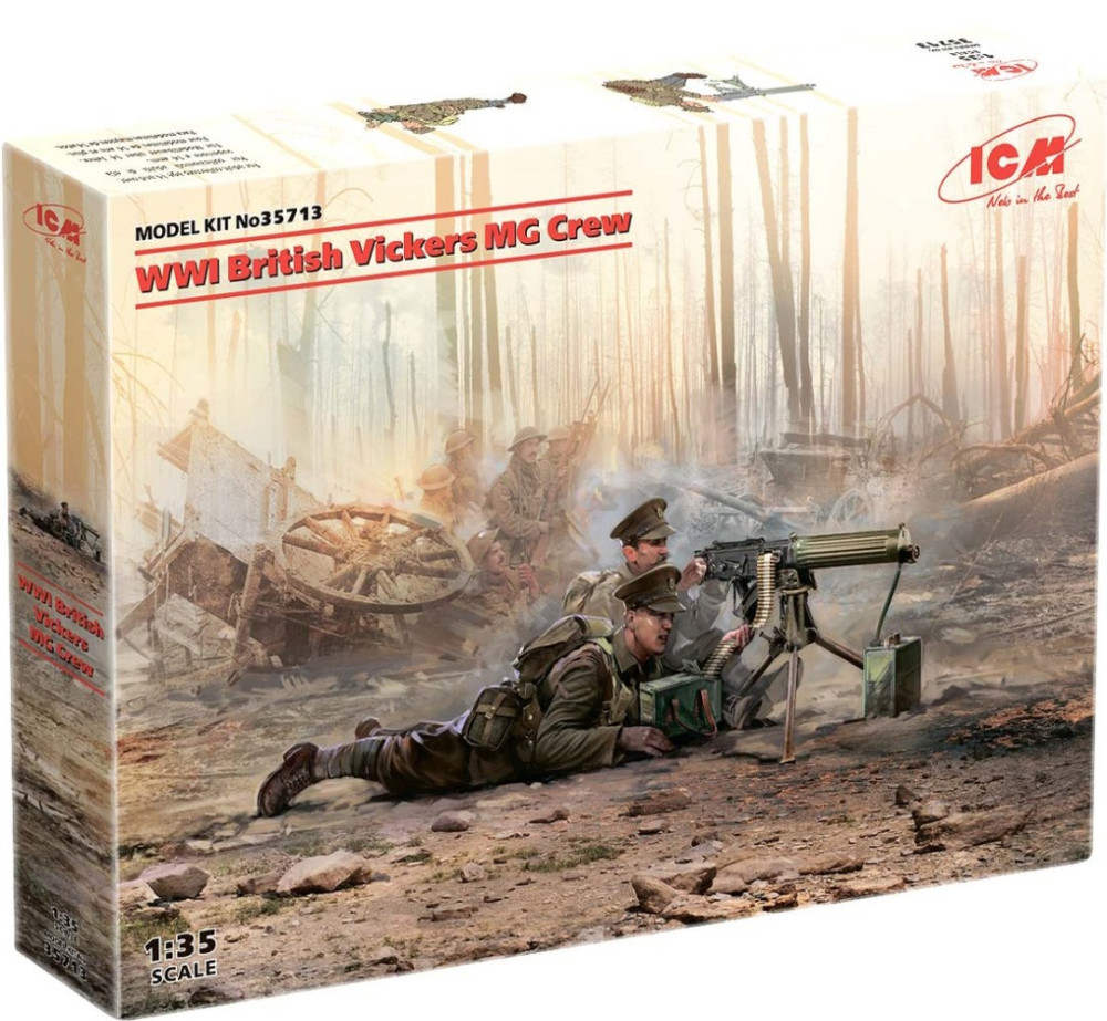 Сборная модель ICM WWI British Vickers MG Crew (135)