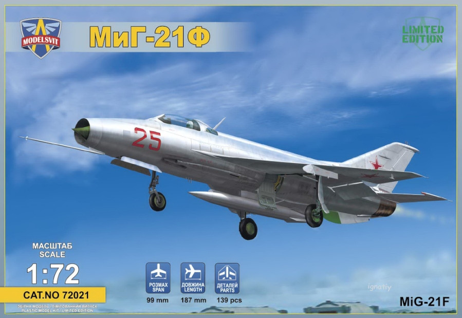 Сборная модель Modelsvit MiG-21F(Izdeliye 72) Soviet Supersonic Fighter (172)