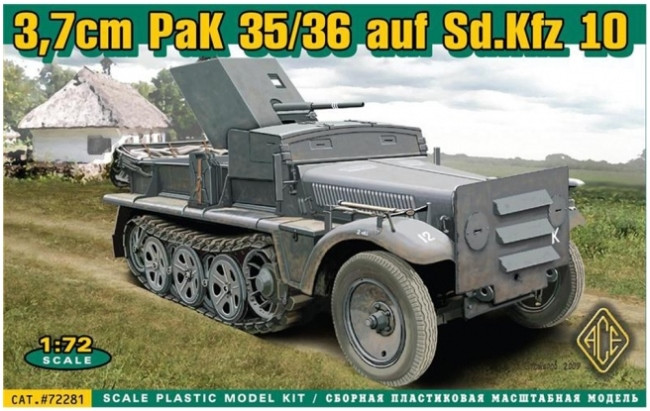 Сборная модель Ace 37mm PaK 35/36 auf Sd.Kfz 10 (172
