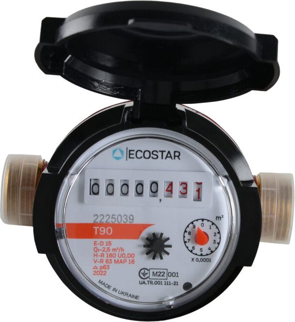 Счетчик воды EcoStar DN15 1/2 L110 D3 E-D 15 R160 2.5 hot
