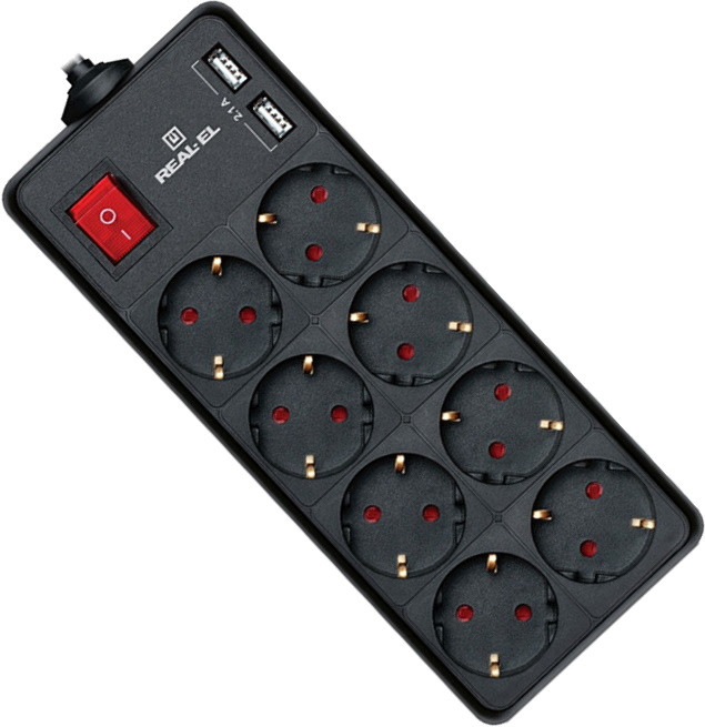 Фільтр-подовжувач REAL-EL RS-8F USB Charge 3m