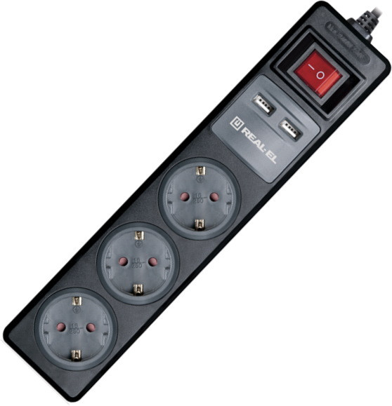 Фільтр-подовжувач REAL-EL RS-3 USB Charge 1.8m
