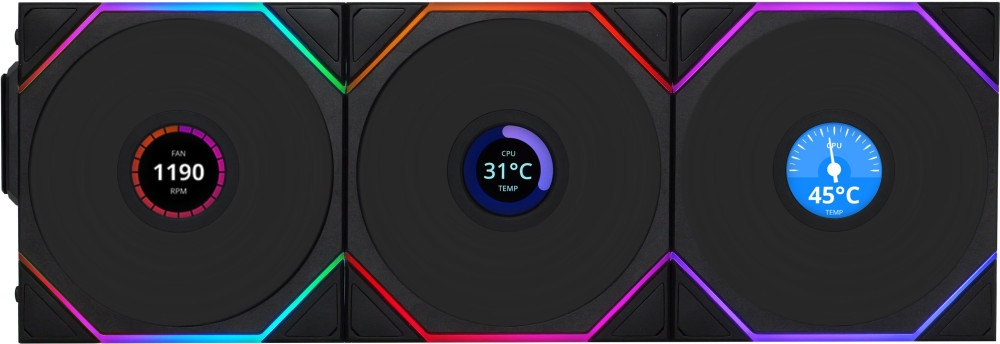 Вентилятор Lian Li Uni Fan TL120 LCD Wireless 3-pack Black (12TLLCD1W3B)
