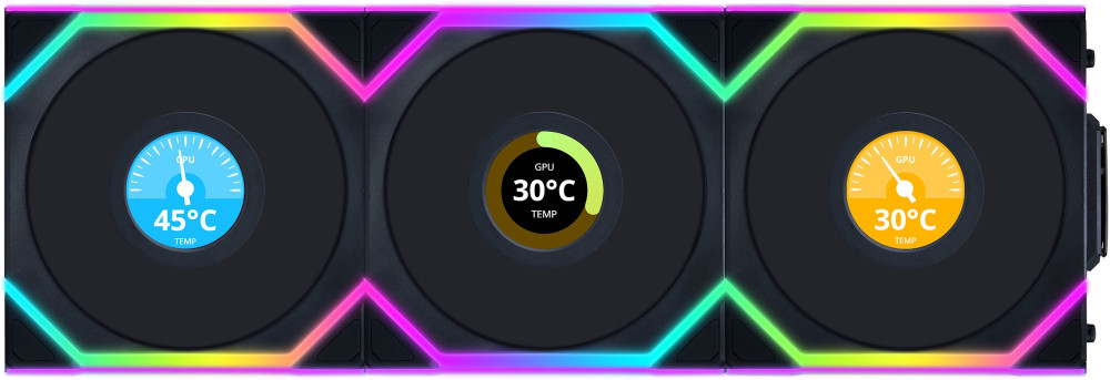 Система охлаждения Lian Li Uni Fan SL120 Wireless LCD Reverse 3-pack Black