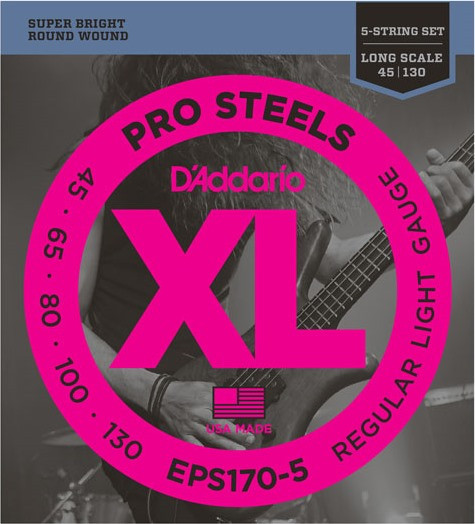 Струни DAddario XL ProSteels Bass 5-String 45-130 (EPS170-5)