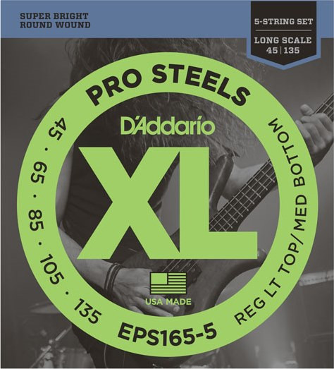 Струни DAddario XL ProSteels 5-String Bass 45-135 (EPS165-5)