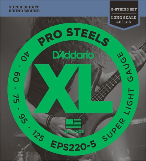 Струни DAddario XL ProSteels 5-String Bass 40-125 (EPS220-5)