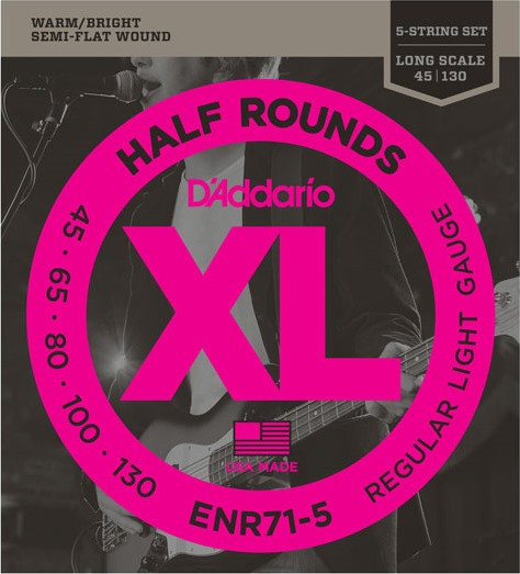 Струни DAddario XL Half Rounds Bass 5-String 45-130 (ENR71-5)