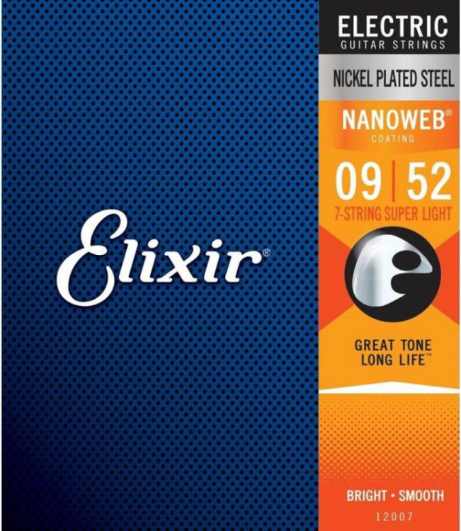 Струни Elixir Nanoweb Anti Rust Steels Electric 7-String Super Light 9-52 (12007)