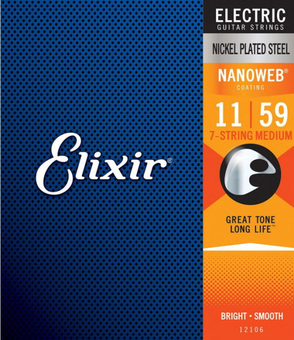 Струни Elixir Nanoweb Anti Rust Steels Electric 7-String Medium 11-59 (12106)