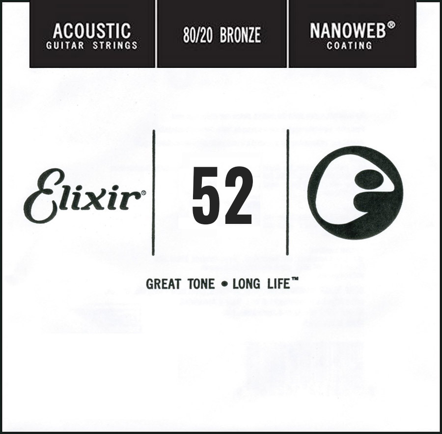Струны Elixir Acoustic Nanoweb 80/20 Bronze Single 52 (15152)