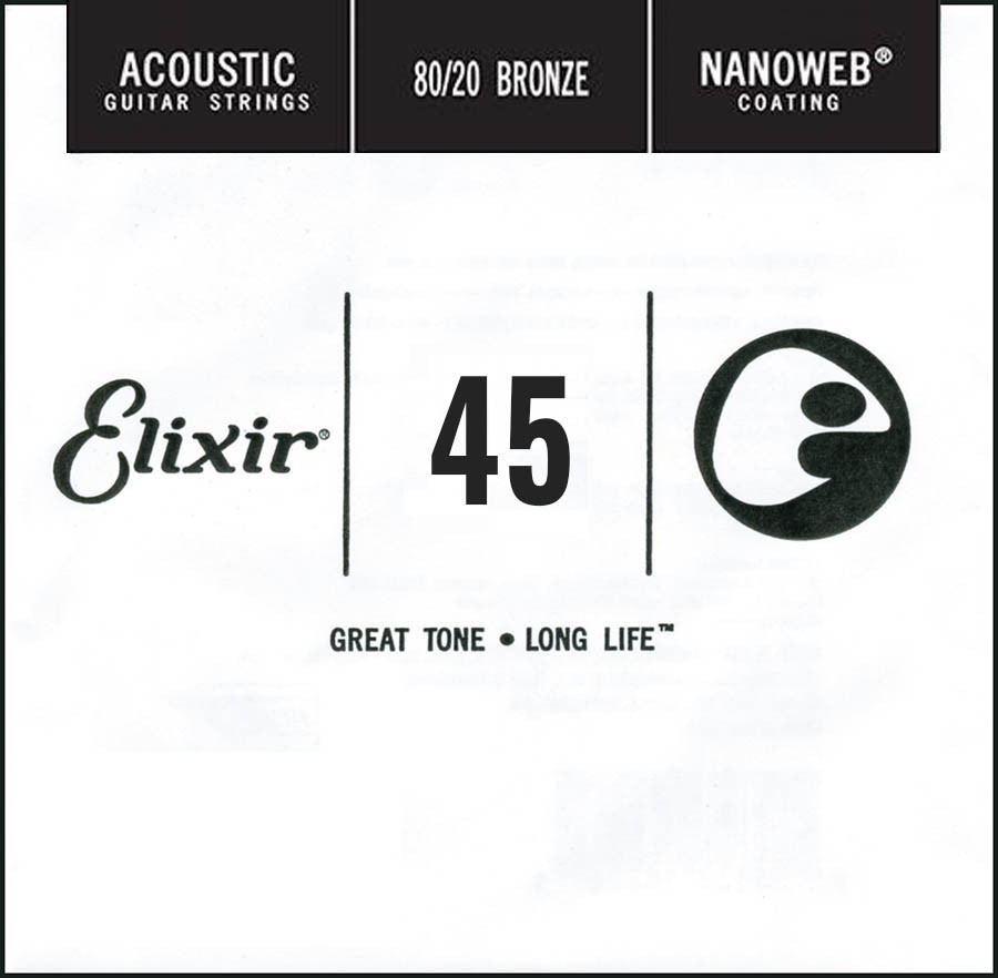 Струны Elixir Acoustic Nanoweb 80/20 Bronze Single 45 (15145)