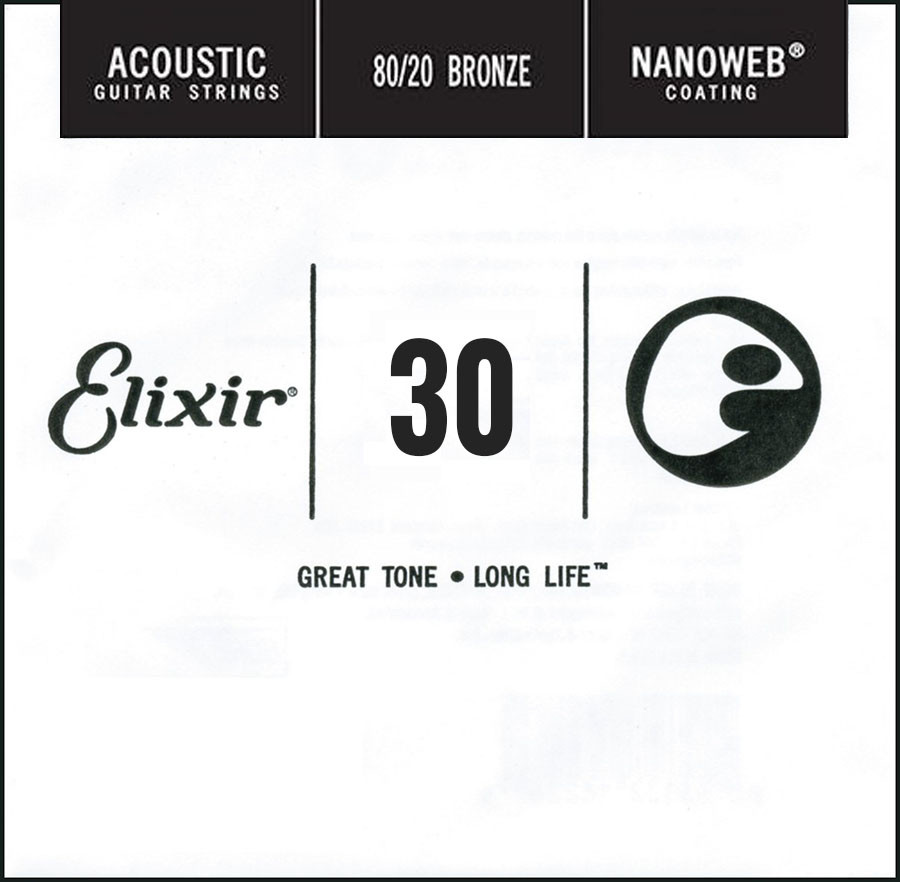 Струны Elixir Acoustic Nanoweb 80/20 Bronze Single 30 (15130)