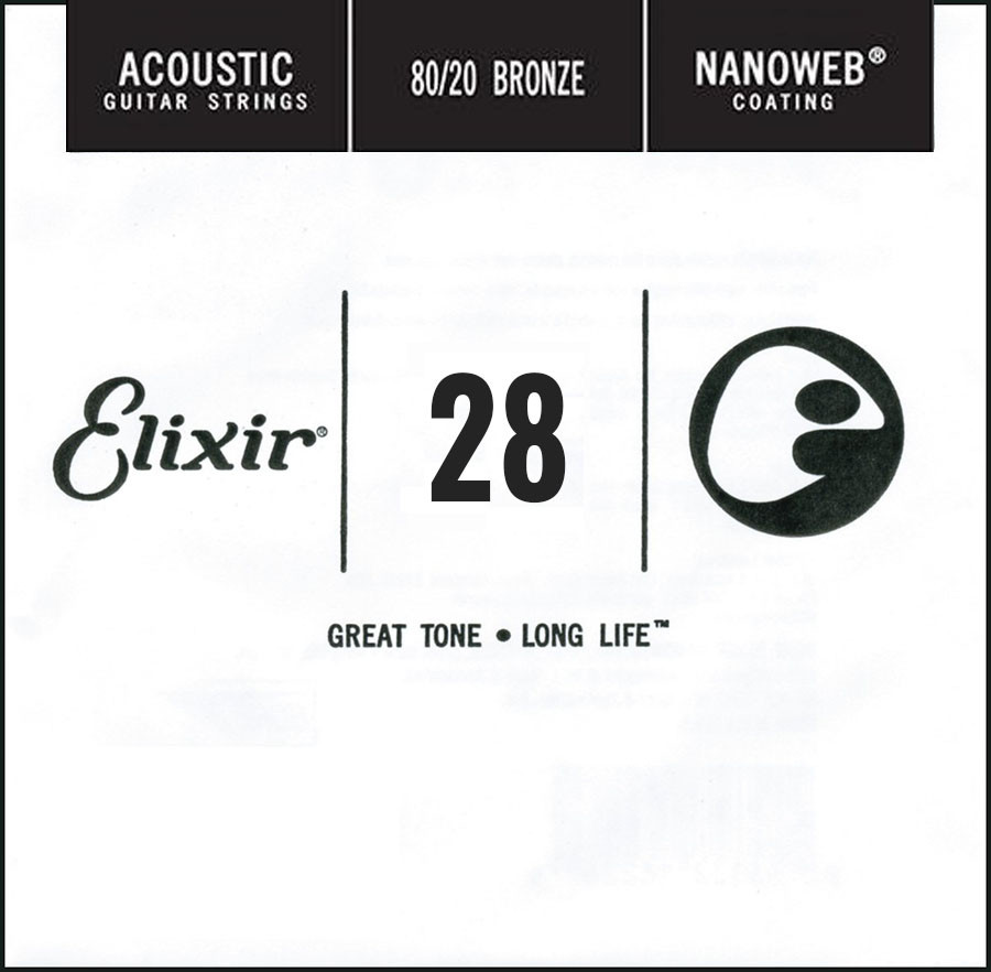 Струны Elixir Acoustic Nanoweb 80/20 Bronze Single 28 (15128)