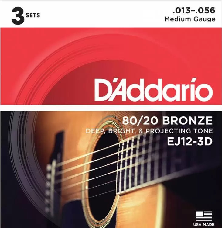 Струни DAddario 80/20 Bronze 3D 13-56 (EJ12-3D)
