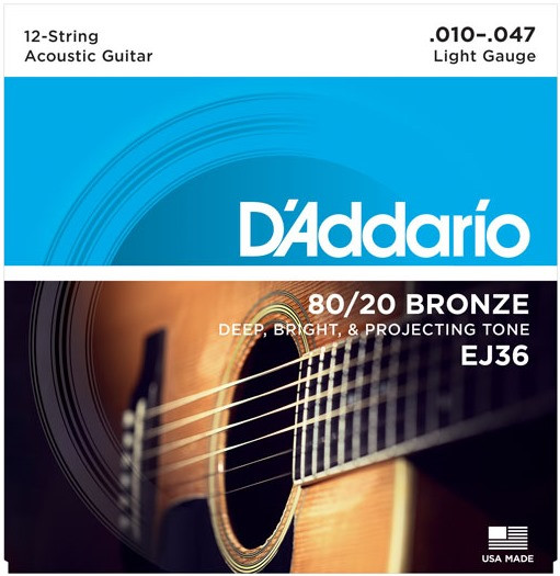 Струни DAddario 80/20 Bronze 12-String 10-47 (EJ36)