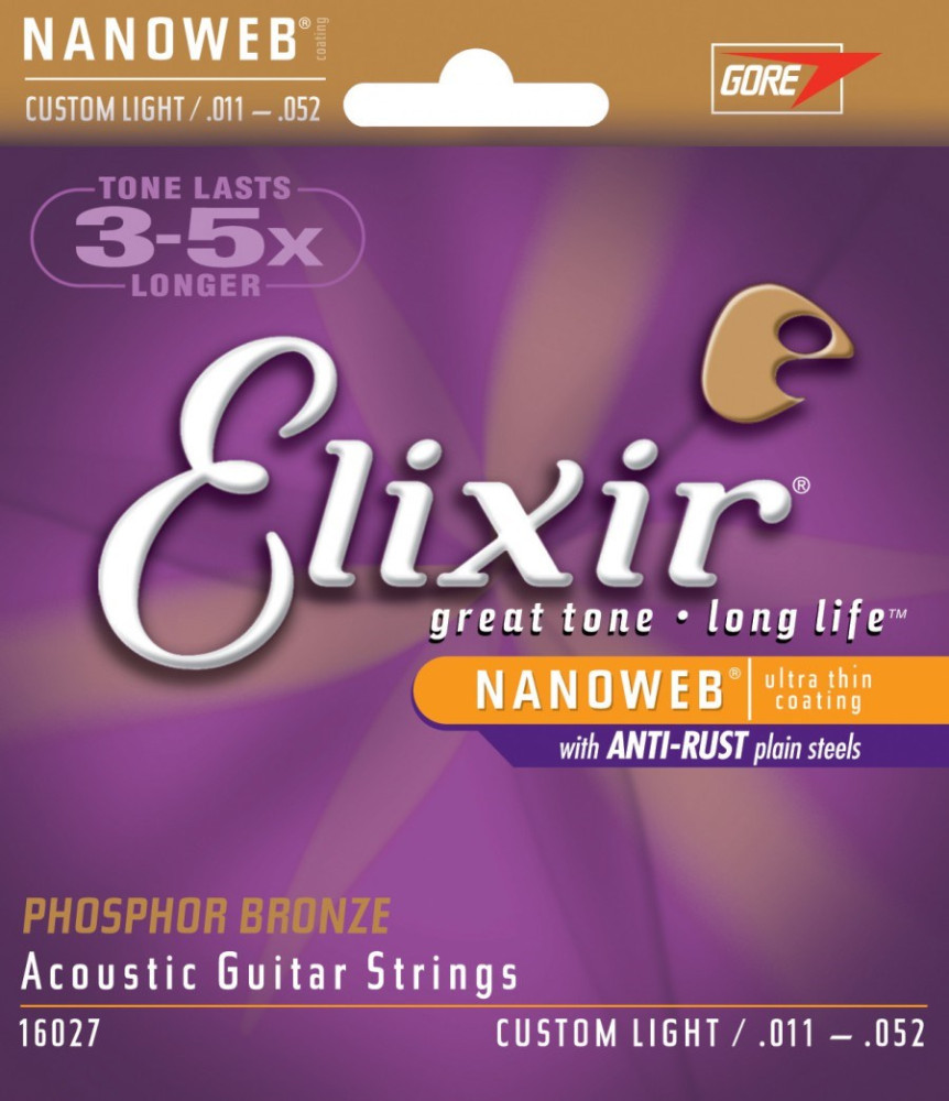Струны Elixir Acoustic Phosphor Bronze NW Custom Light 11-52 (16027)
