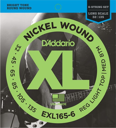 Струни DAddario XL Nickel Wound Bass 6-String 32-135 (EXL165-6)