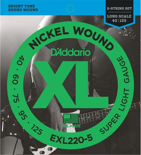 Струни DAddario XL Nickel Wound Bass 5-String 40-125 (EXL220-5)