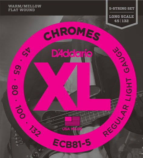 Струни DAddario XL Chromes Bass Flat Wound 5-String 45-132 (ECB81-5)
