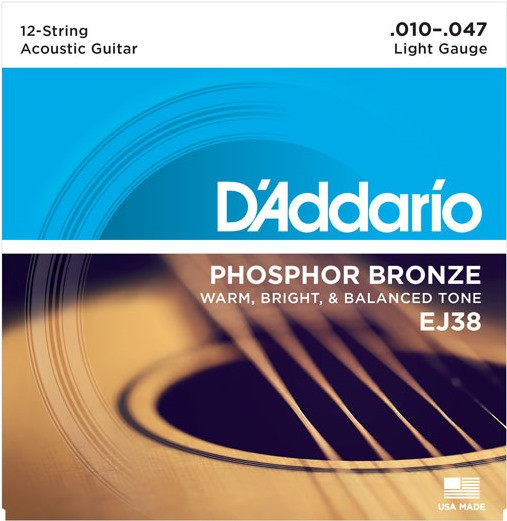 Струны DAddario Phosphor Bronze 12-String 10-47 (EJ38)