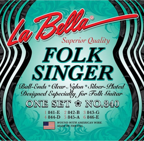 Струны La Bella Folksinger Silver Nylon 840
