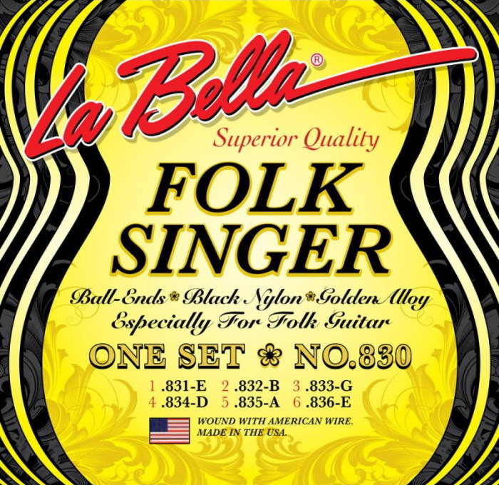 Струны La Bella Folksinger Black Nylon 830