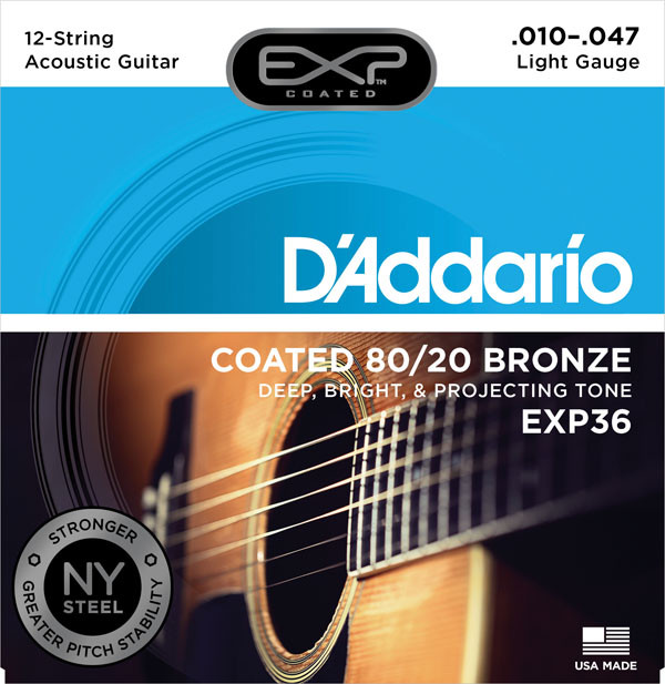 Струны DAddario EXP Coated 80/20 Bronze 12-String 10-47 (EXP36)