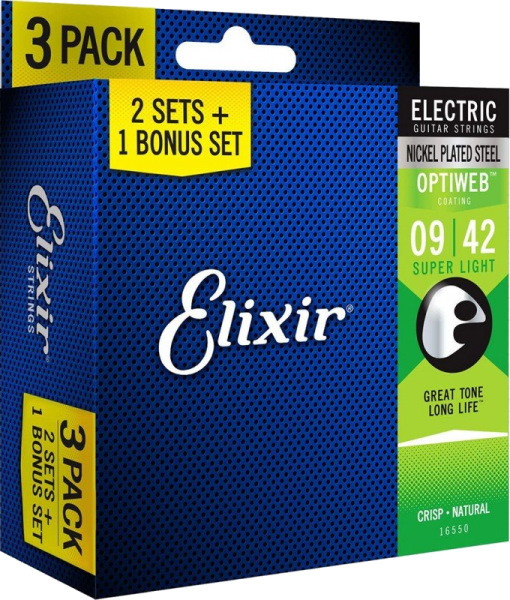 Струни Elixir Electric Optiweb Super Light 9-42 (3-Pack) (16550)