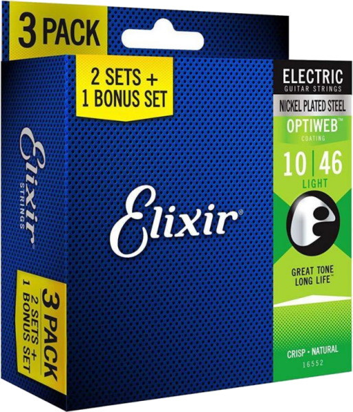 Струни Elixir Electric Optiweb Light 10-46 (3-Pack) (16552)