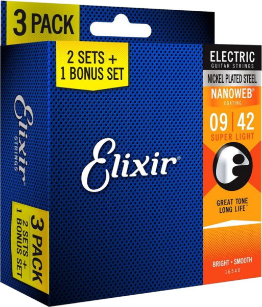 Струны Elixir Electric Nanoweb Super Light 9-42 (3-Pack) (16540)