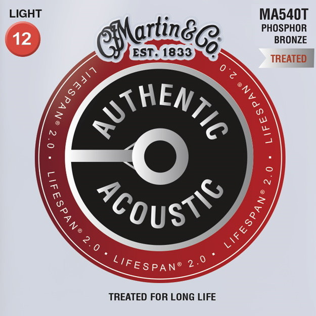 Струны Martin Authentic Acoustic Lifespan 2.0 Phosphor Bronze 12-54 (MA540T)