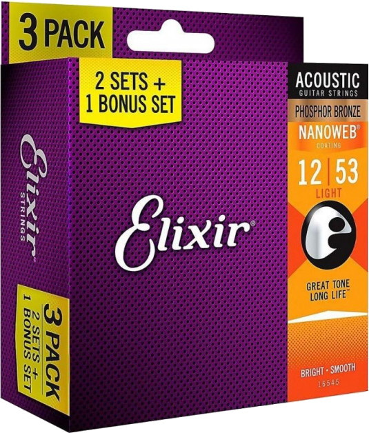 Струны Elixir Acoustic Phosphor Bronze NW Light 12-53 (3-Pack) (16545)