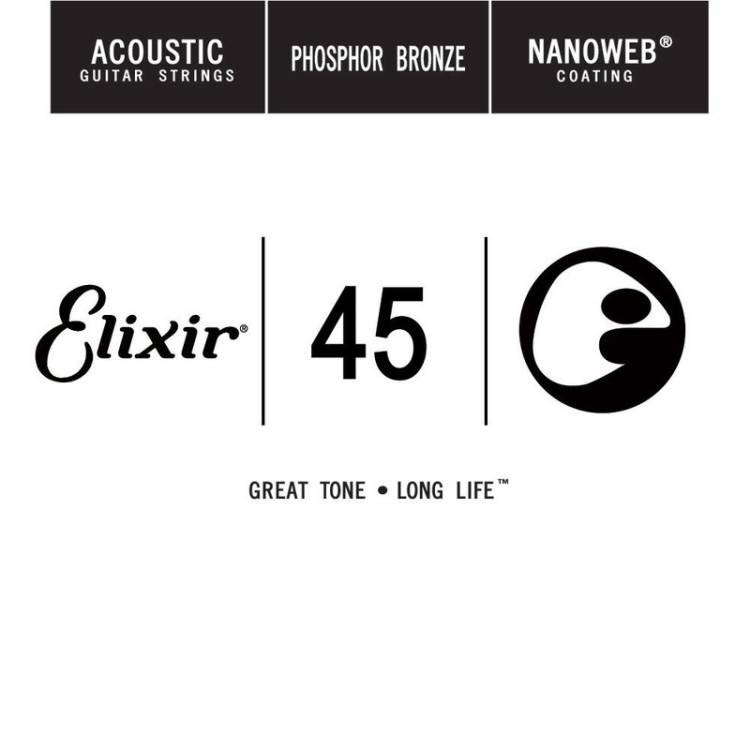 Струны Elixir Acoustic Nanoweb Phosphor Bronze Single 45 (14145)
