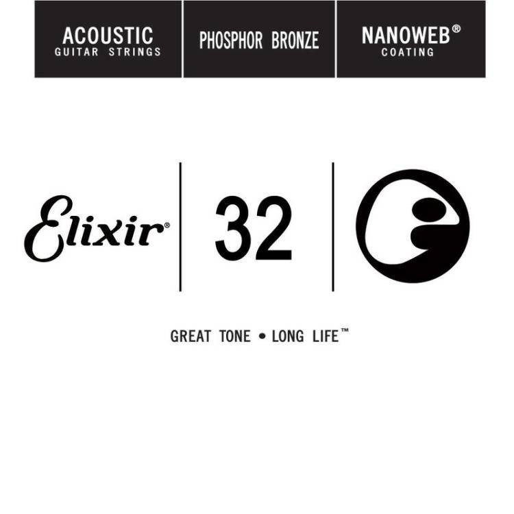 Струны Elixir Acoustic Nanoweb Phosphor Bronze Single 32 (14132)