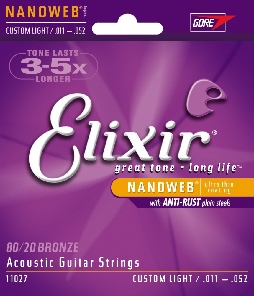 Струны Elixir Acoustic 80/20 Bronze NW Custom Light 11-52 (11027)