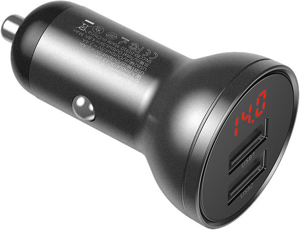 Зарядное устройство BASEUS Digital Display Dual USB 4.8A Car Charger 24W
