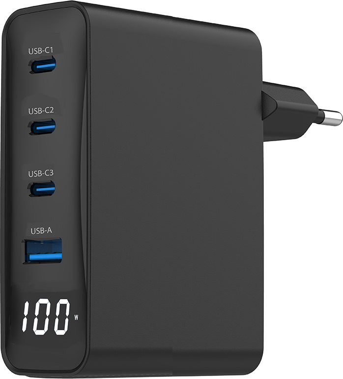 Зарядное устройство Gembird TA-UC-PDQC100LCD-01