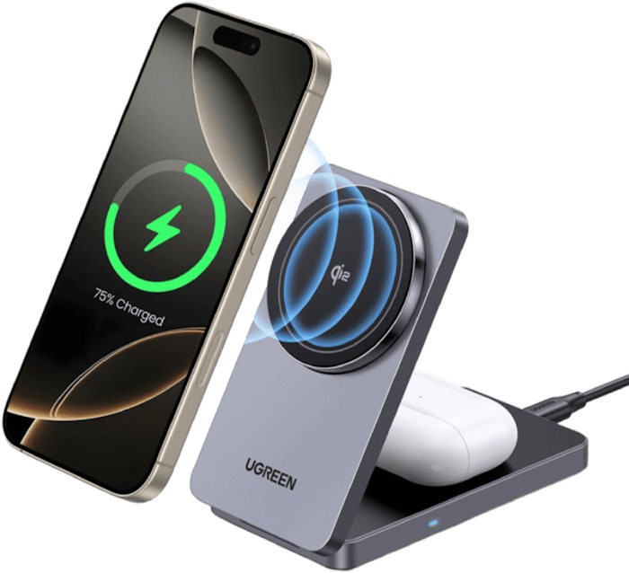 Зарядное устройство Ugreen MagFlow 15W 2-in-1 MagSafe Charger