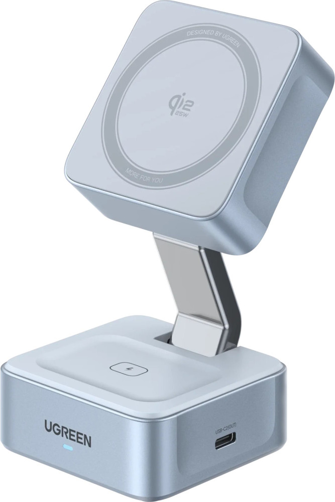 Зарядний пристрій Ugreen MagFlow 2-in-1 Magnetic Wireless Charger Qi2 25W