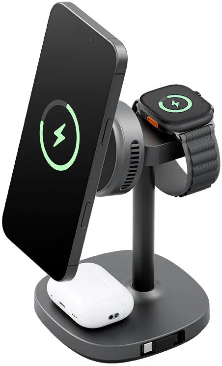 Зарядний пристрій Energea MagArctic Stand 4in1 Qi2 18W
