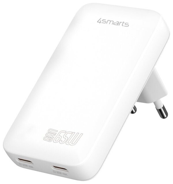 Зарядное устройство 4smarts FlatPlug Slim Dual 65W GaN