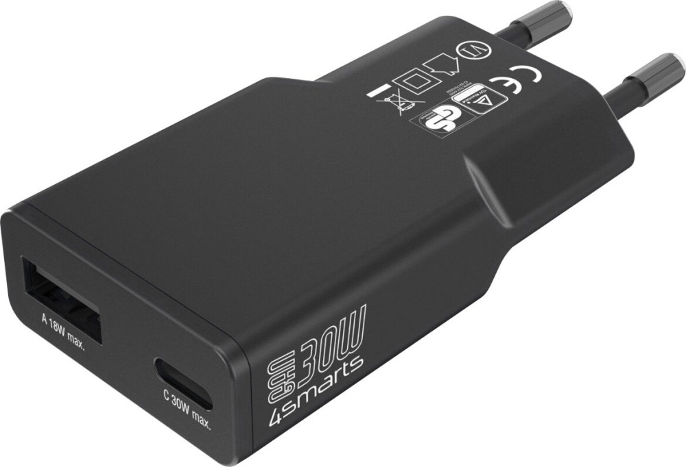 Зарядное устройство 4smarts FlatPlug Duos 30W GaN