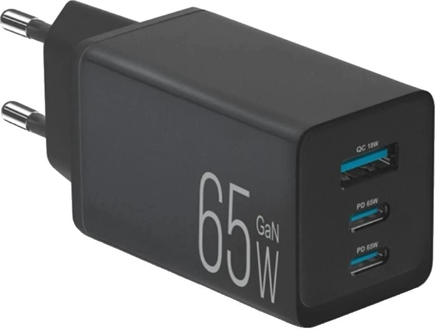 Зарядний пристрій Brevia ePowerGaN PD65W 2xUSB-CUSB-A