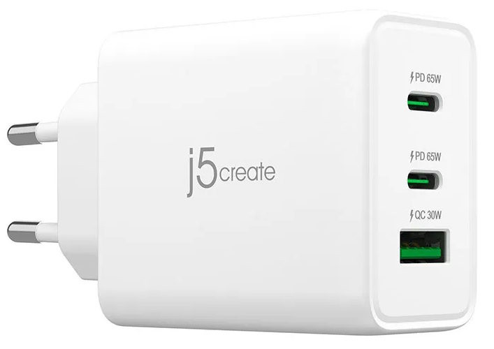 Зарядное устройство j5create 65W GaN USB-C 3-Port Charger